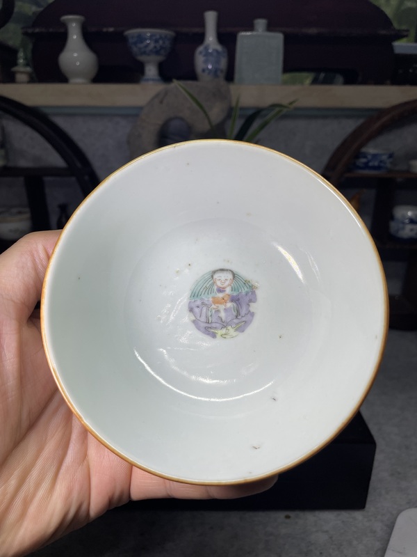 古玩陶瓷清同治細路粉彩和合二仙圖碗一對拍賣,當前價格6888元