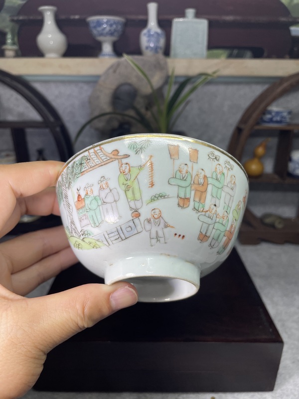 古玩陶瓷晚清傳世粉彩百子鬧龍燈碗拍賣，當(dāng)前價(jià)格4899元