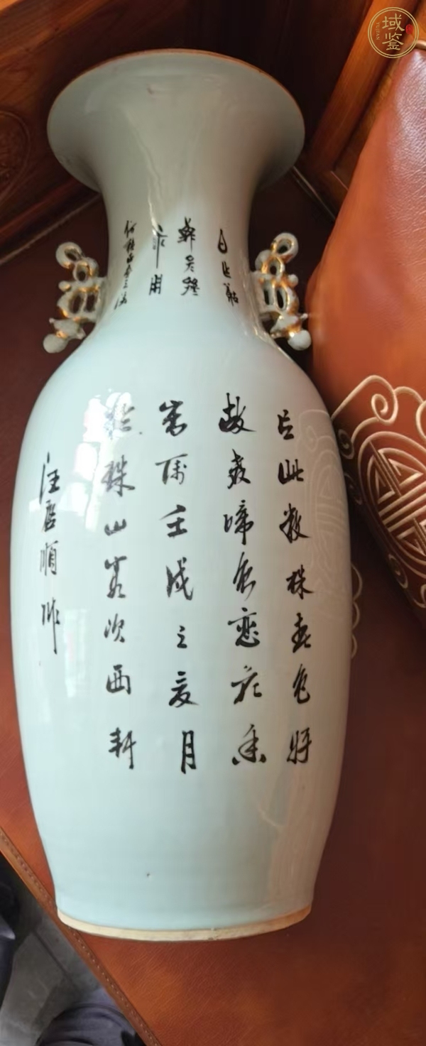 古玩陶瓷淺絳彩花鳥紋雙耳瓶真品鑒賞圖