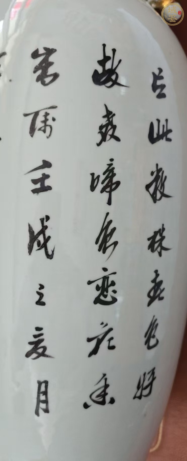 古玩陶瓷淺絳彩花鳥紋雙耳瓶真品鑒賞圖