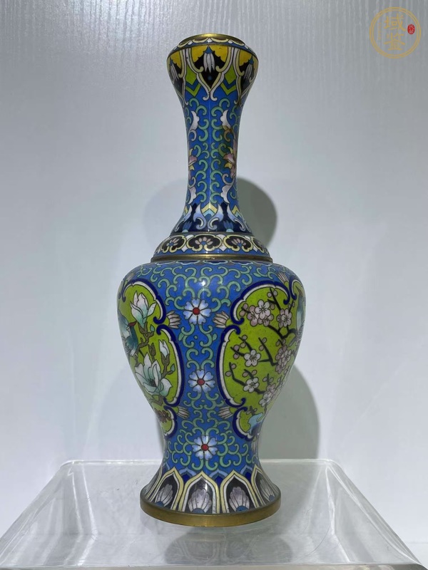 古玩雜項景泰藍蒜頭瓶真品鑒賞圖