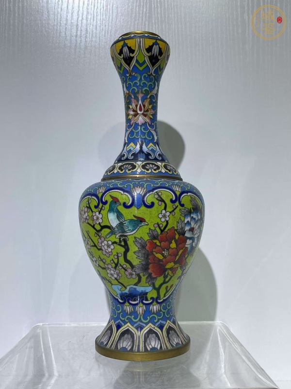 古玩雜項景泰藍蒜頭瓶真品鑒賞圖