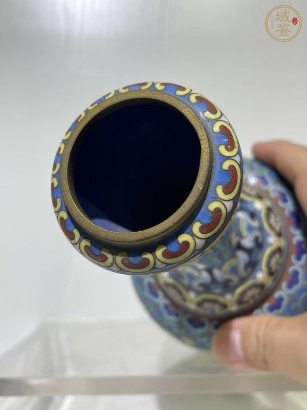 古玩雜項景泰藍蒜頭瓶真品鑒賞圖