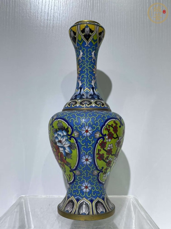 古玩雜項景泰藍蒜頭瓶真品鑒賞圖