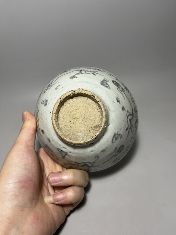 古玩陶瓷明代青花海馬圖碗拍賣,當前價格600元
