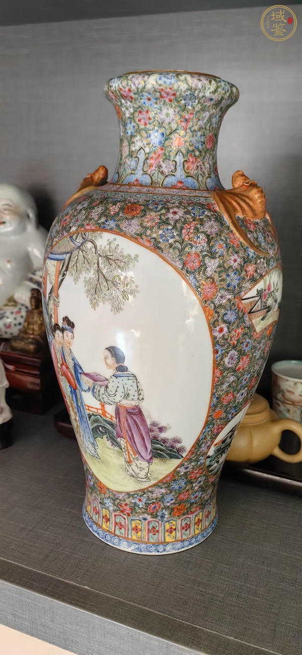 古玩陶瓷粉彩人物瓶真品鑒賞圖