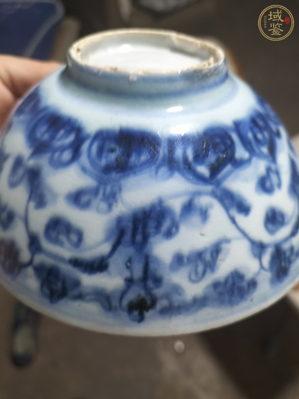 古玩陶瓷明中期 青花蓮?fù)邪藢毤y碗真品鑒賞圖