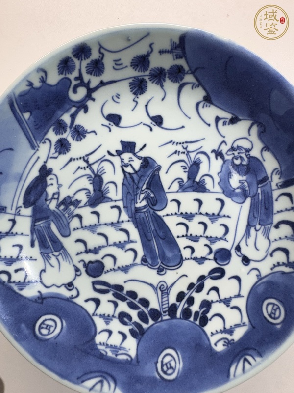 古玩陶瓷青花三星高照盤真品鑒賞圖