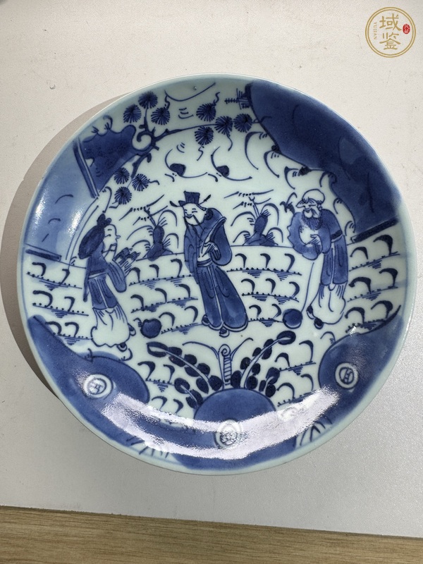古玩陶瓷青花三星高照盤真品鑒賞圖