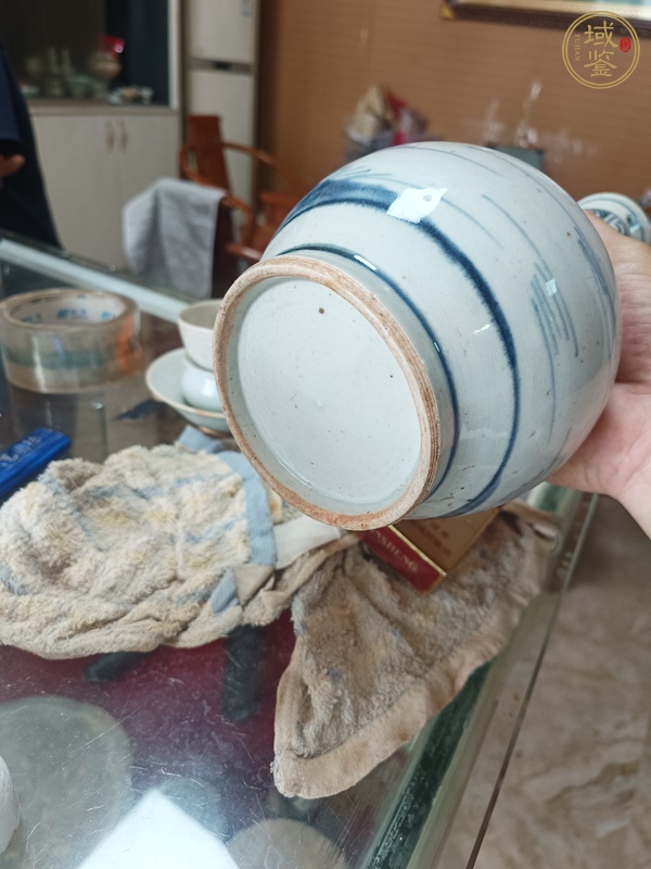 古玩陶瓷青花山水人物紋蒜頭瓶真品鑒賞圖