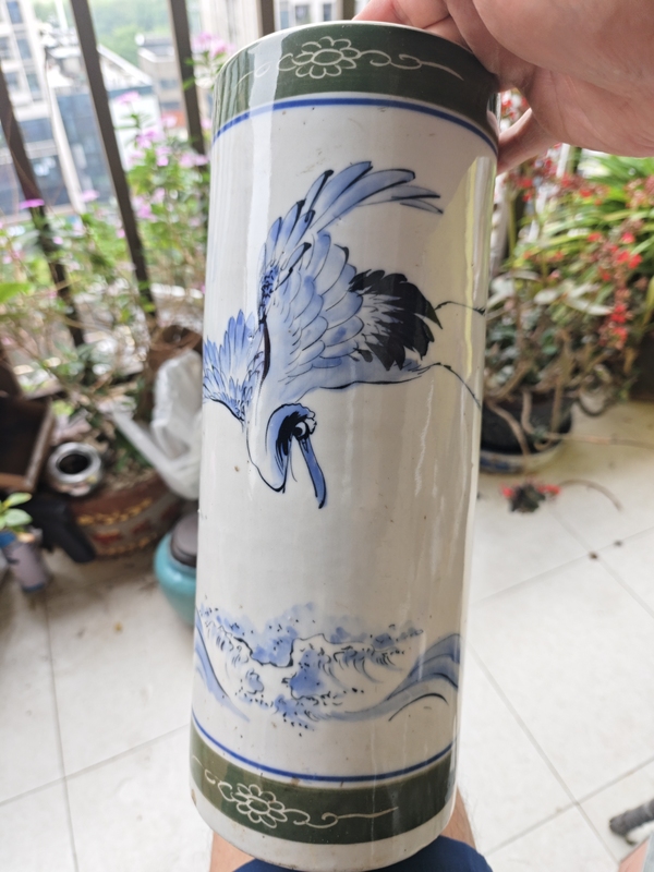 古玩陶瓷民國青花釉下彩帽筒拍賣，當前價格980元