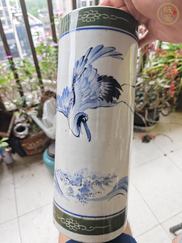 古玩陶瓷民國青花釉下彩帽筒真品鑒賞圖