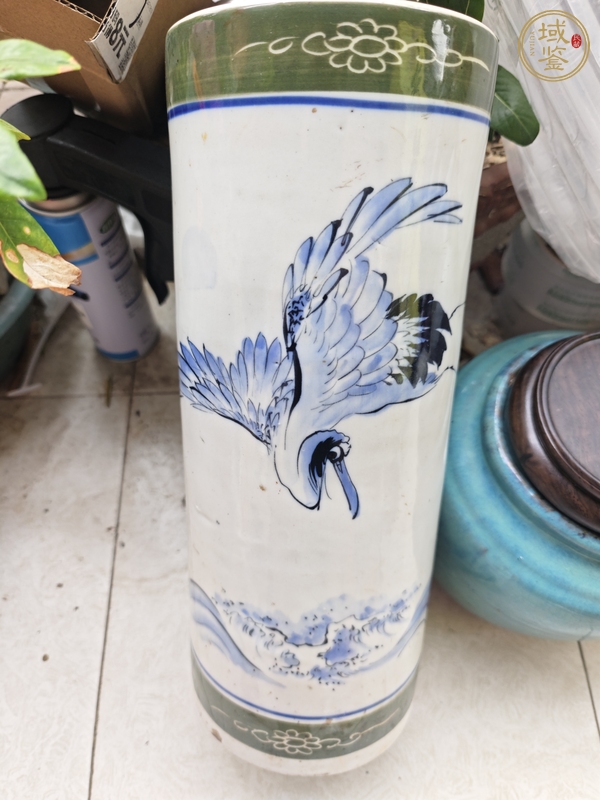 古玩陶瓷民國青花釉下彩帽筒真品鑒賞圖