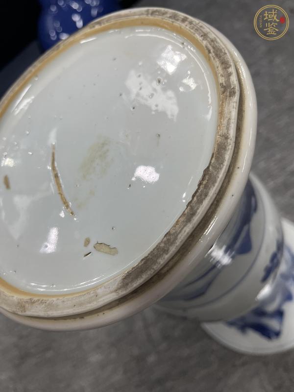 古玩陶瓷清康熙 青花山水紋花觚真品鑒賞圖