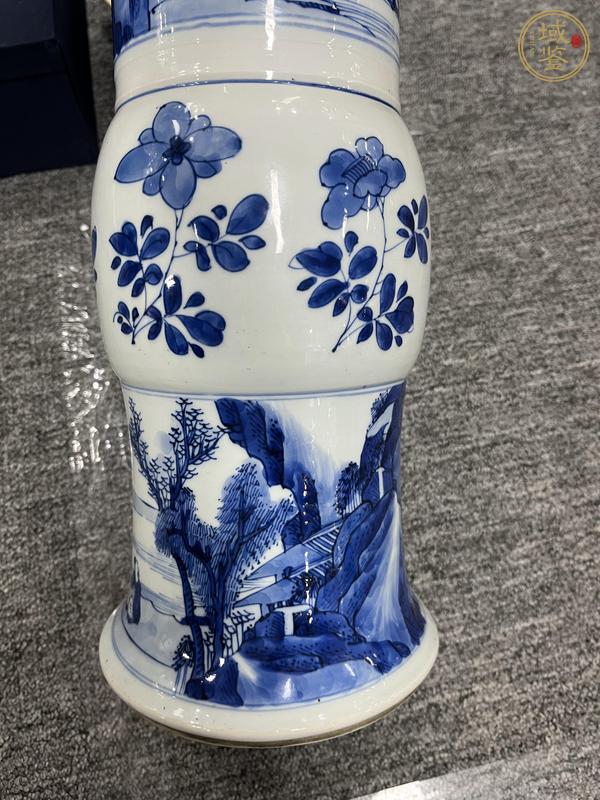 古玩陶瓷清康熙 青花山水紋花觚真品鑒賞圖