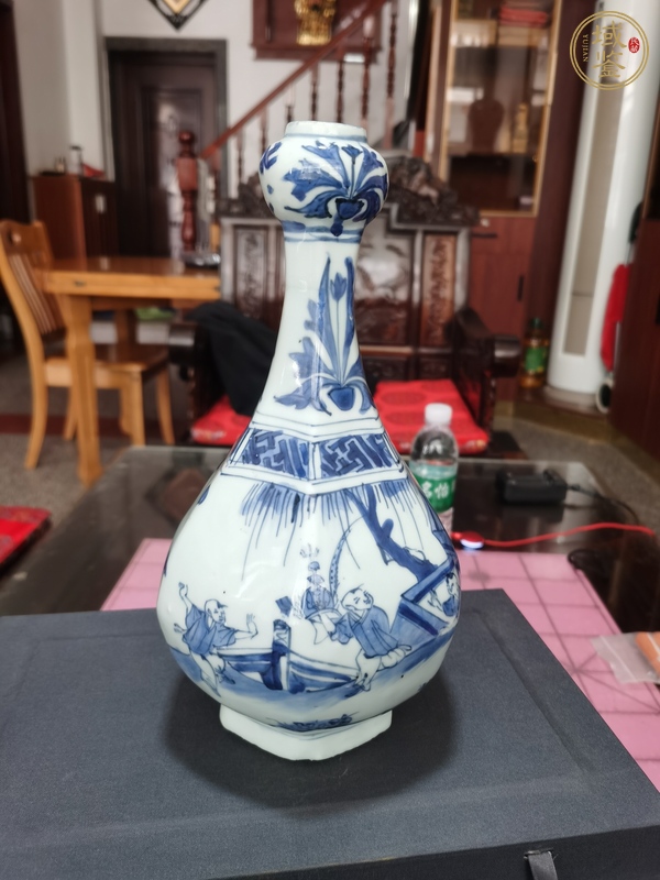 古玩陶瓷明晚·青花奪魁圖蒜頭瓶 真品鑒賞圖