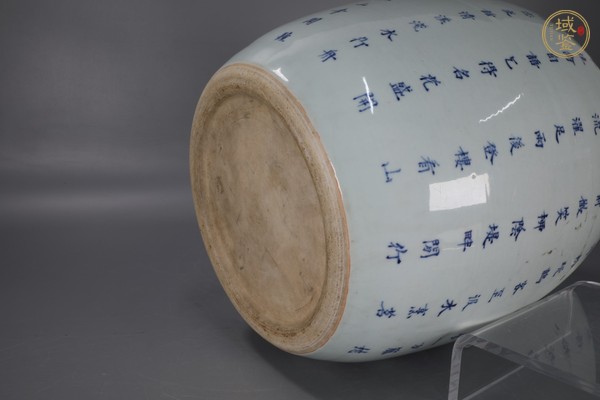古玩陶瓷清康熙-雍正 青花人物詩(shī)文罐真品鑒賞圖