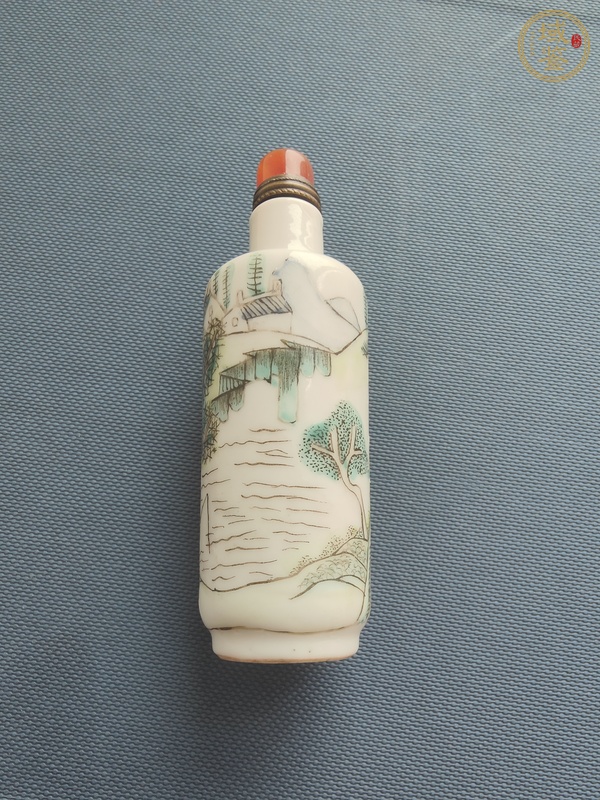 古玩陶瓷粉彩山水人物紋鼻煙壺真品鑒賞圖