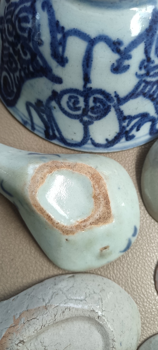 古玩陶瓷5個青花湯勺、一個青花碗拍賣,當前價格88元