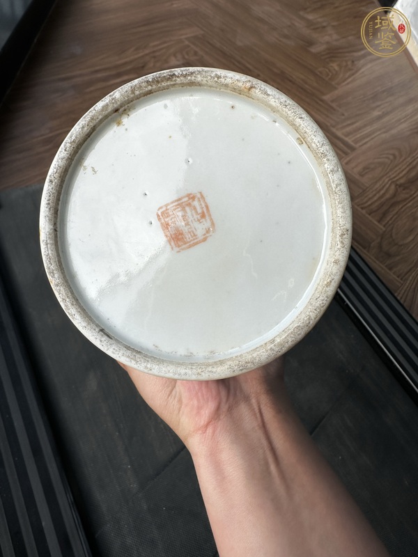 古玩陶瓷淺絳彩人物故事帽筒真品鑒賞圖