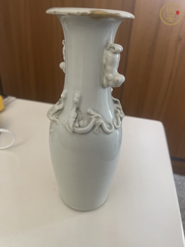 古玩陶瓷白釉螭龍獅耳瓶真品鑒賞圖