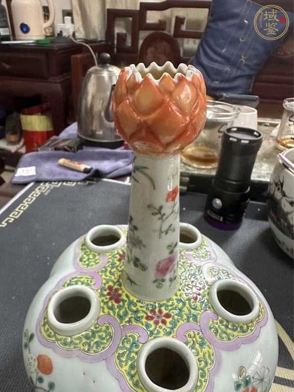 古玩陶瓷粉彩五孔花插真品鑒賞圖