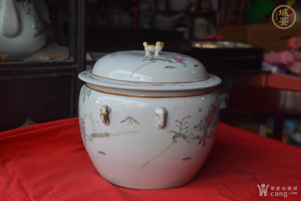 古玩陶瓷粉彩人物蓋罐真品鑒賞圖