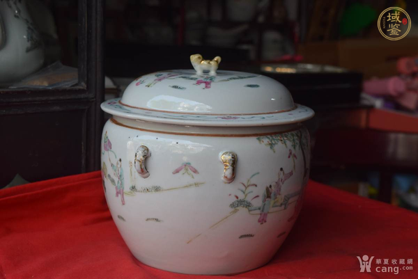 古玩陶瓷粉彩人物蓋罐真品鑒賞圖