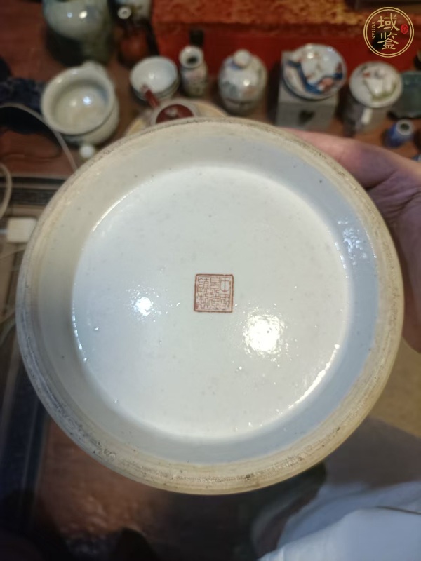 古玩陶瓷粉彩花卉紋盤口瓶真品鑒賞圖