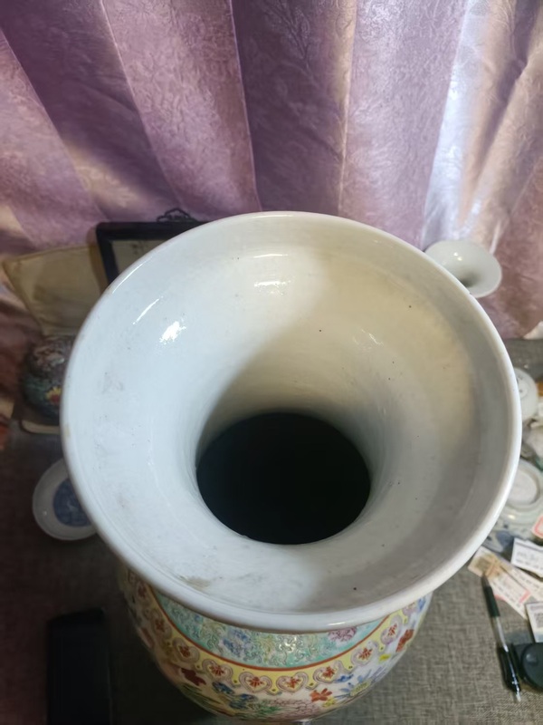 古玩陶瓷創(chuàng)匯粉彩花卉紋盤口瓶拍賣，當(dāng)前價格8888元