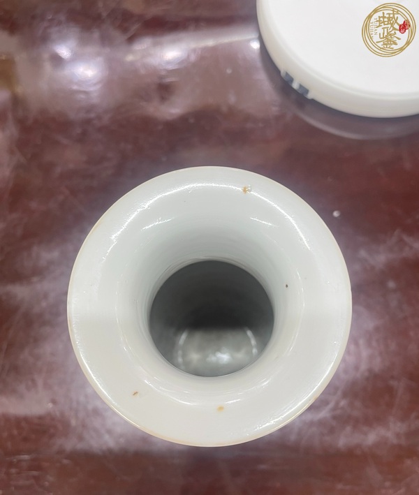 古玩陶瓷晚清釩紅彩獅子戲繡球尺瓶真品鑒賞圖
