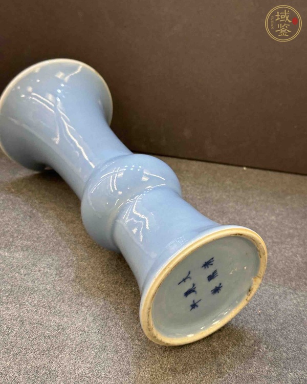 古玩陶瓷天藍(lán)釉花觚真品鑒賞圖