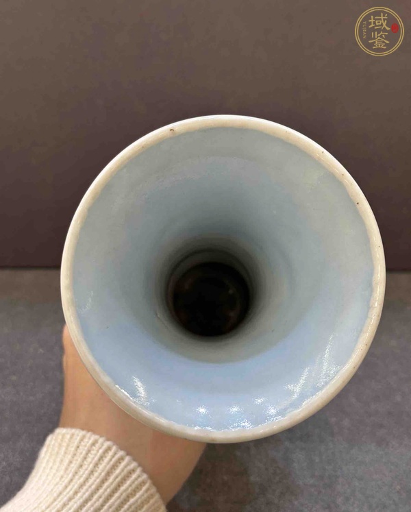 古玩陶瓷天藍(lán)釉花觚真品鑒賞圖