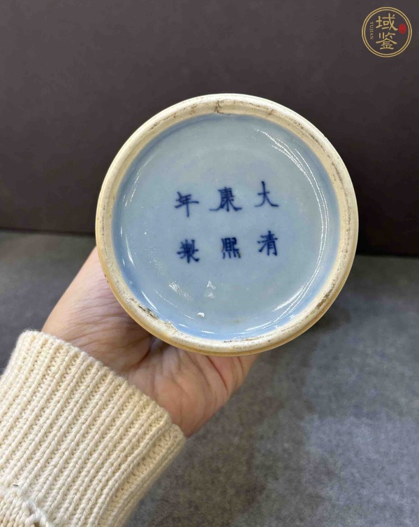 古玩陶瓷天藍(lán)釉花觚真品鑒賞圖