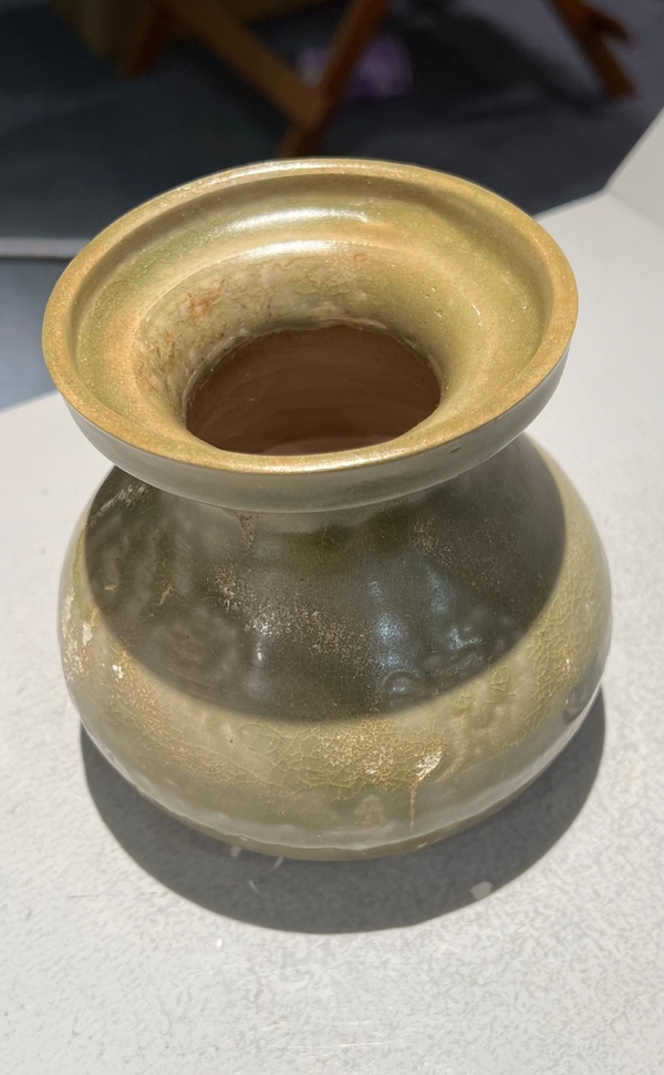 古玩陶瓷兩晉南北朝越窯青瓷盤口壺拍賣，當(dāng)前價(jià)格12000元