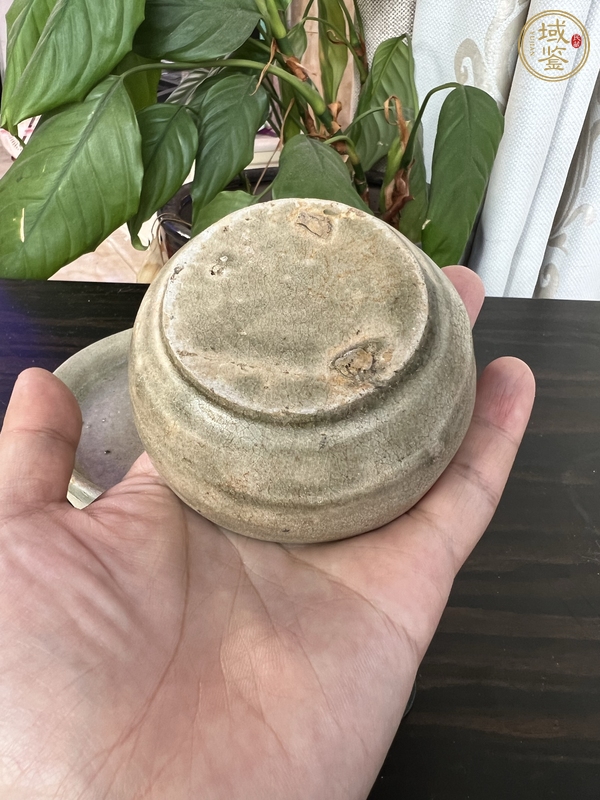 古玩陶瓷越窯青瓷杯和托真品鑒賞圖