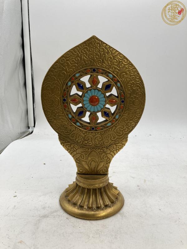 古玩陶瓷清嘉慶 金地粉彩法輪真品鑒賞圖