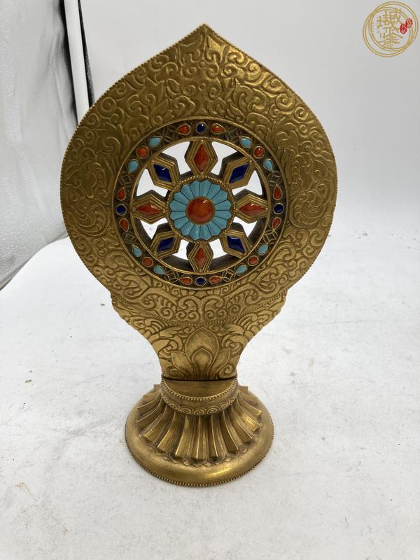 古玩陶瓷清嘉慶 金地粉彩法輪真品鑒賞圖