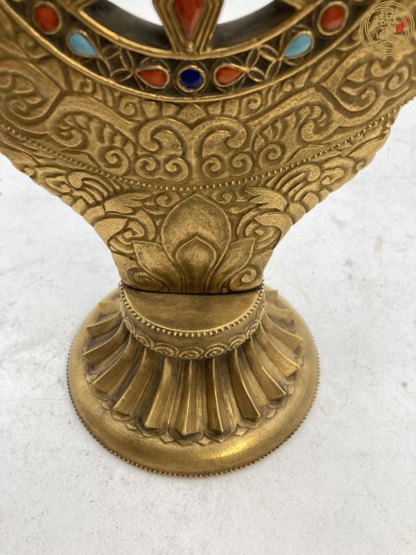古玩陶瓷清嘉慶 金地粉彩法輪真品鑒賞圖