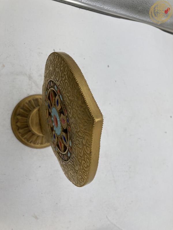 古玩清嘉慶 金地粉彩法輪真品鑒賞圖