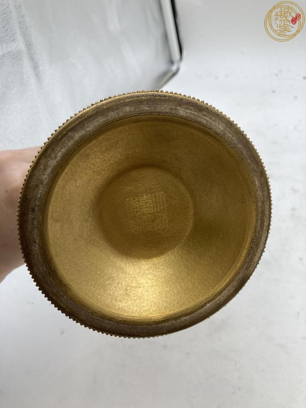 古玩陶瓷清嘉慶 金地粉彩法輪真品鑒賞圖