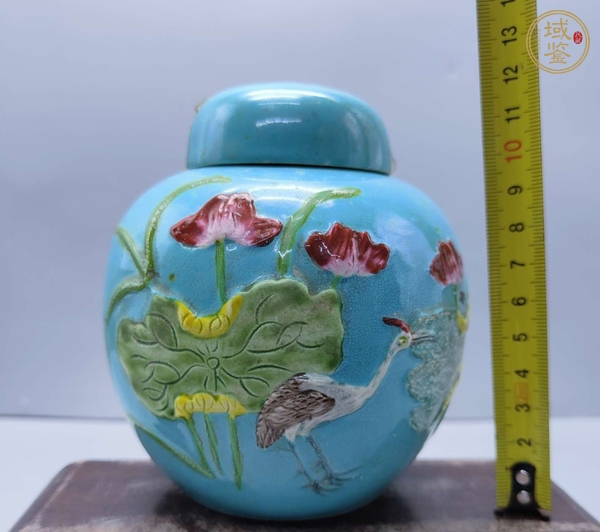 古玩陶瓷粉彩堆花花鳥罐真品鑒賞圖