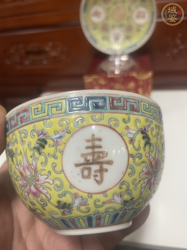 古玩陶瓷吉語紋杯盤真品鑒賞圖