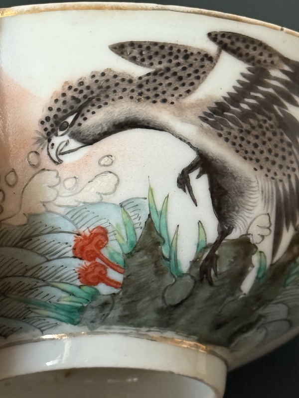 古玩陶瓷晚清民國·英雄獨(dú)立大碗，威武雄鷹拍賣，當(dāng)前價格1280元