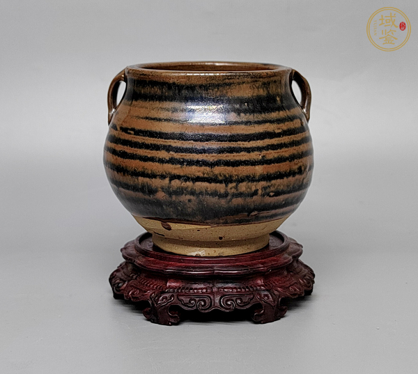 古玩陶瓷虎斑紋雙系罐真品鑒賞圖