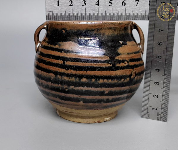 古玩陶瓷虎斑紋雙系罐真品鑒賞圖