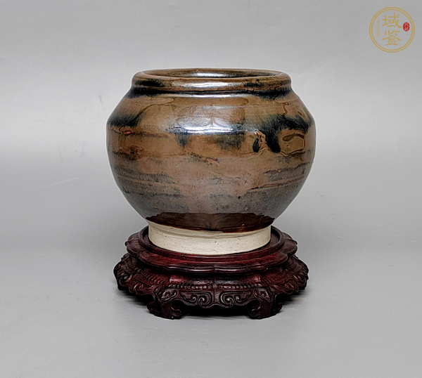 古玩陶瓷窯變黑釉罐真品鑒賞圖