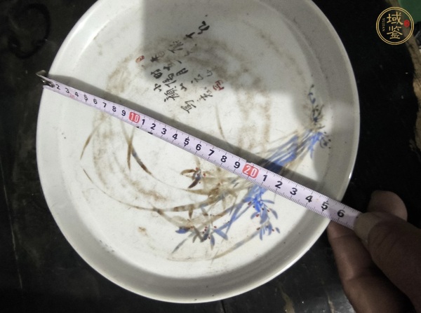 古玩陶瓷晚清淺降彩茶盤真品鑒賞圖