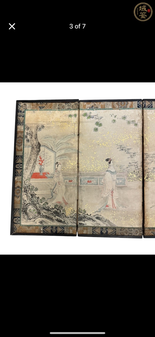 古玩字畫佚名仕女屏風(fēng)真品鑒賞圖