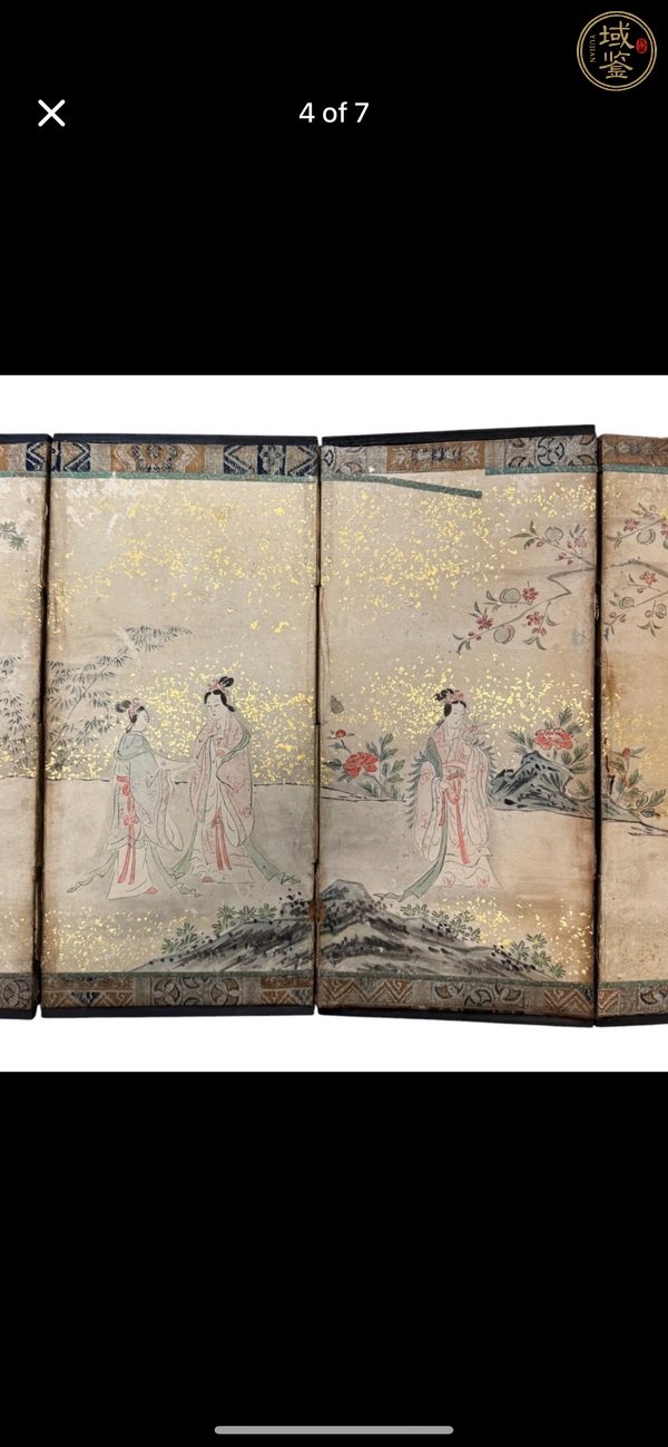 古玩字畫佚名仕女屏風(fēng)真品鑒賞圖